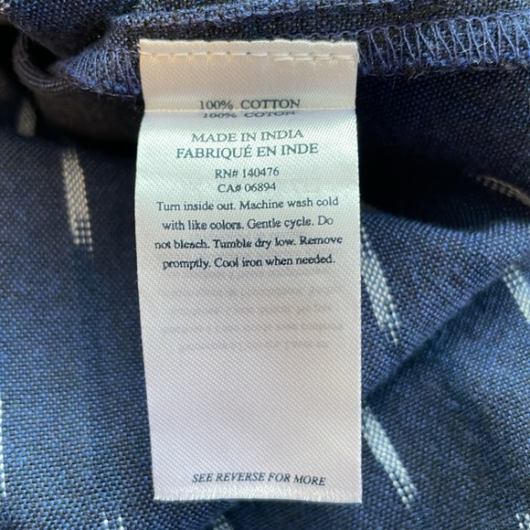 Faherty Blue and White Sleeveless Saylor Ikat Midi Shirt Dress. Size XS. - Picture 15 of 16